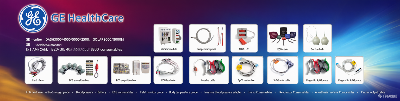 Original consumables for GE patient monitors: ECG leads, SpO2 sensors, BP cuffs
