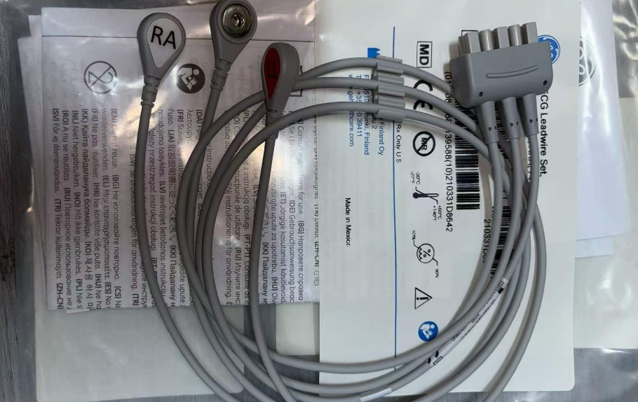ECG Leadwire set, 3-lead, snap, AHA, 74 cm/29 in